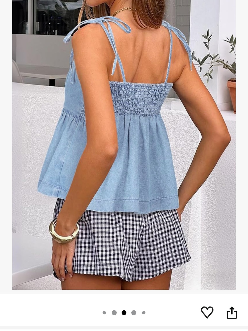 NWOT POTILI Women's Denim Top Ruffle Hem Tie Shoulder Denim Vest Y2K Trendy